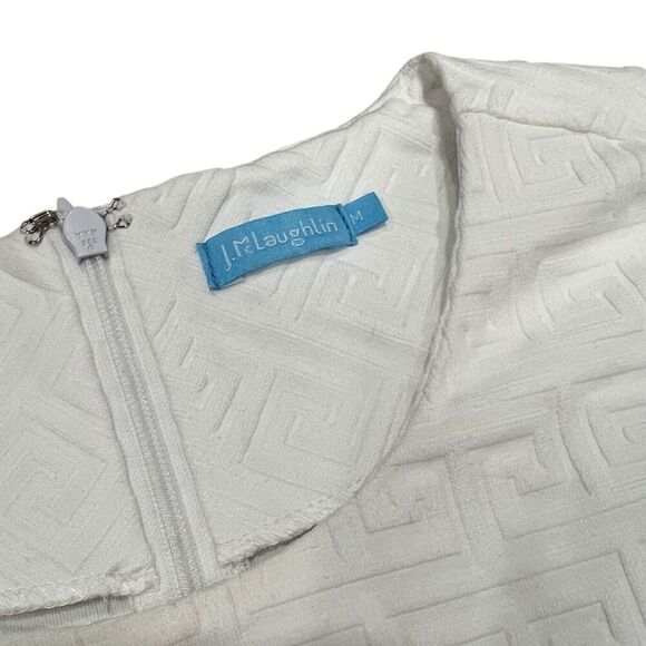 J.McLaughlin White Jacquard Texture Cap Sleeve Catalina Cloth Swing Dress M - Picture 4 of 5